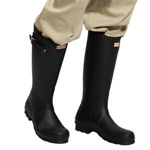 Hunter Women's 8 Black Matte Original Tall Rain Boots Pull On Waterproof LM1-53